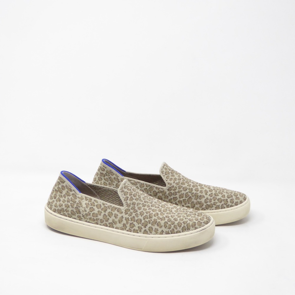 Rothy's Women Pebble Spot Cheetah Print Slip On Sneakers Brown Washable Size 7